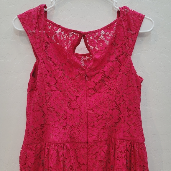 Jessica Simpson Pink Cap Sleeve Lace Dress Women's Size 6 - Picture 7 of 13